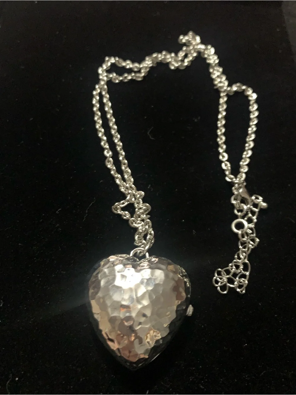 Silver Heart Locket Watch Necklace - White Dial
